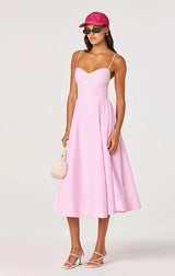 BELLAMY STRIPED SWEETHEART A-LINE MIDI DRESS