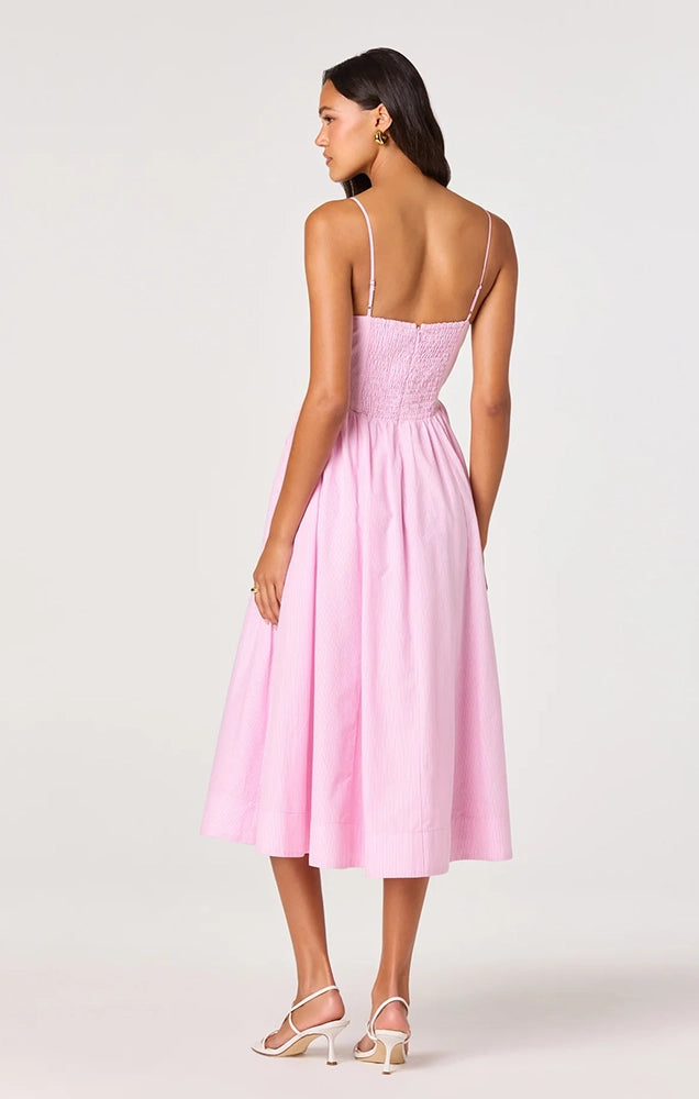 BELLAMY STRIPED SWEETHEART A-LINE MIDI DRESS