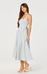 VINYA PLAID BOW-BACK MIDI DRESS