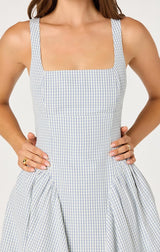 VINYA PLAID BOW-BACK MIDI DRESS