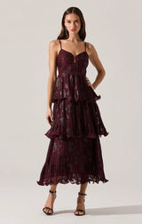 LUPIN FLORAL PLEATED MAXI DRESS