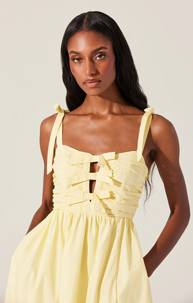ASTR HELIA BOW FRONT MIDI DRESS