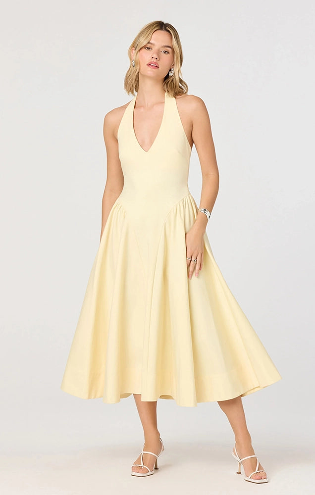 MEANA V-NECK HALTER MIDI DRESS