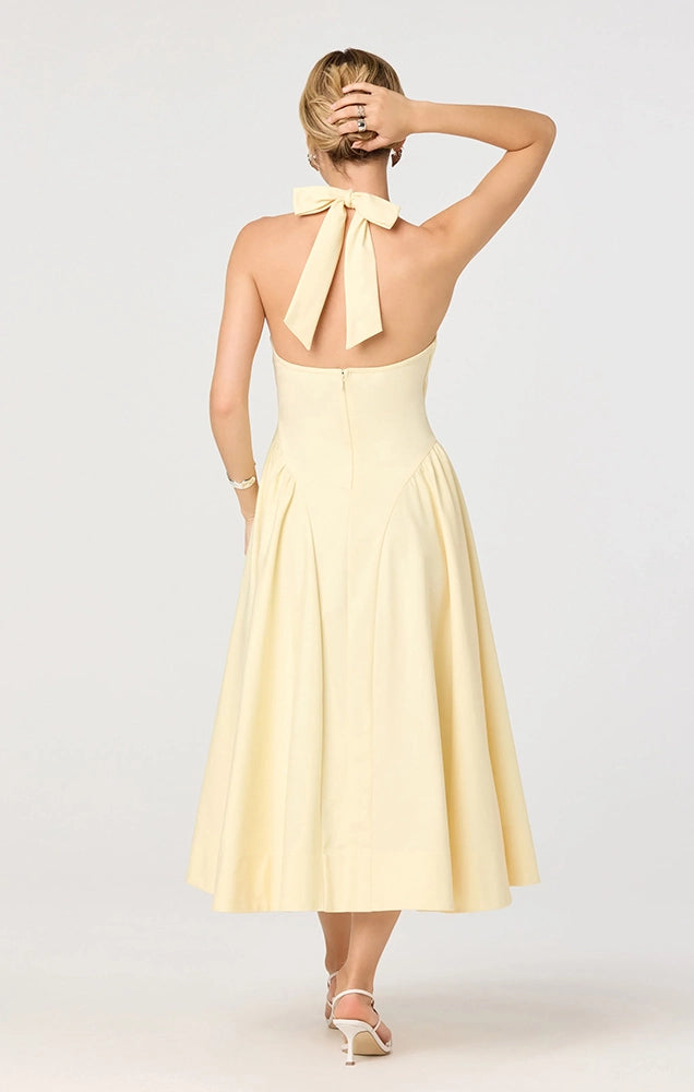 MEANA V-NECK HALTER MIDI DRESS