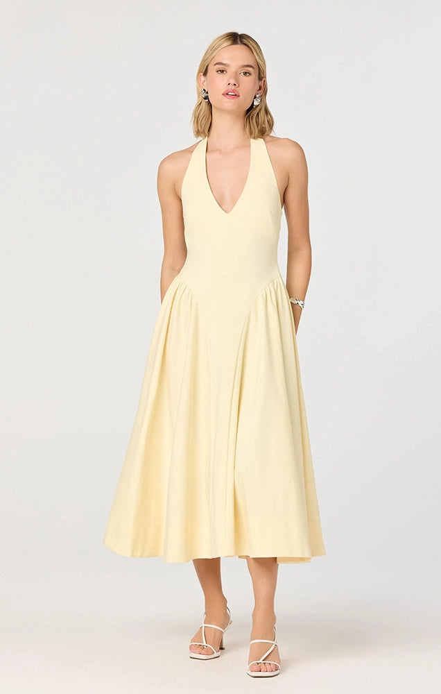 MEANA V-NECK HALTER MIDI DRESS
