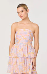 ANISHA STRAPLESS FLORAL RUFFLE DRESS