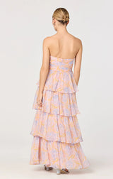 ANISHA STRAPLESS FLORAL RUFFLE DRESS