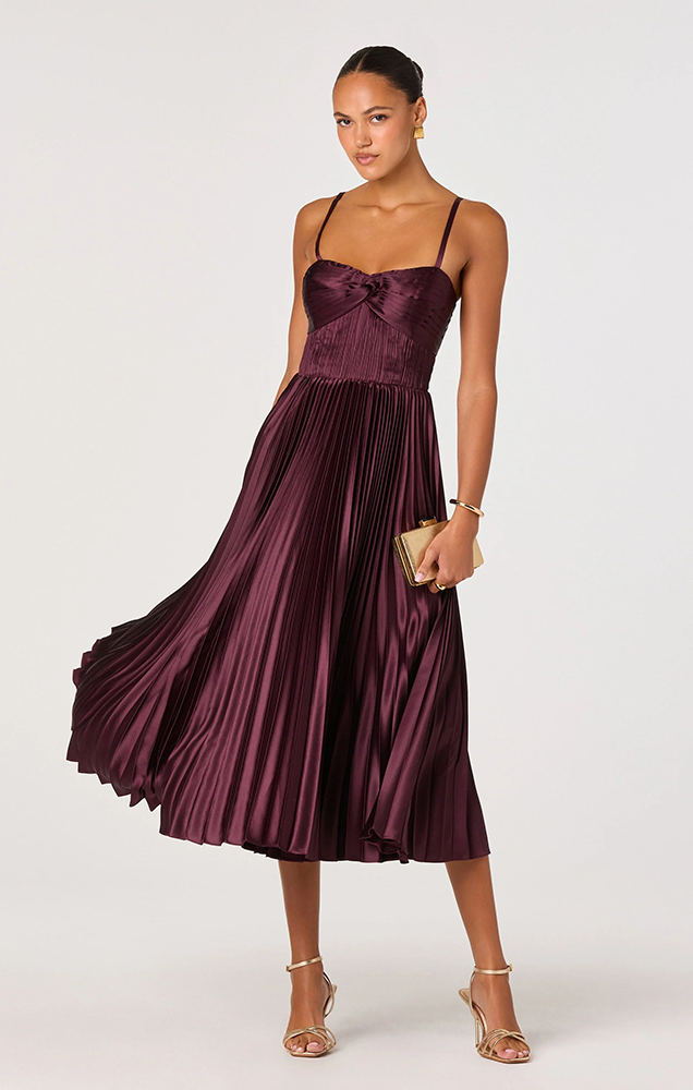 ASCELLA SWEETHEART PLEATED MIDI DRESS