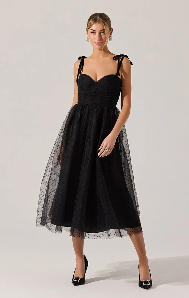KARYME POLKA DOT BUSTIER DRESS