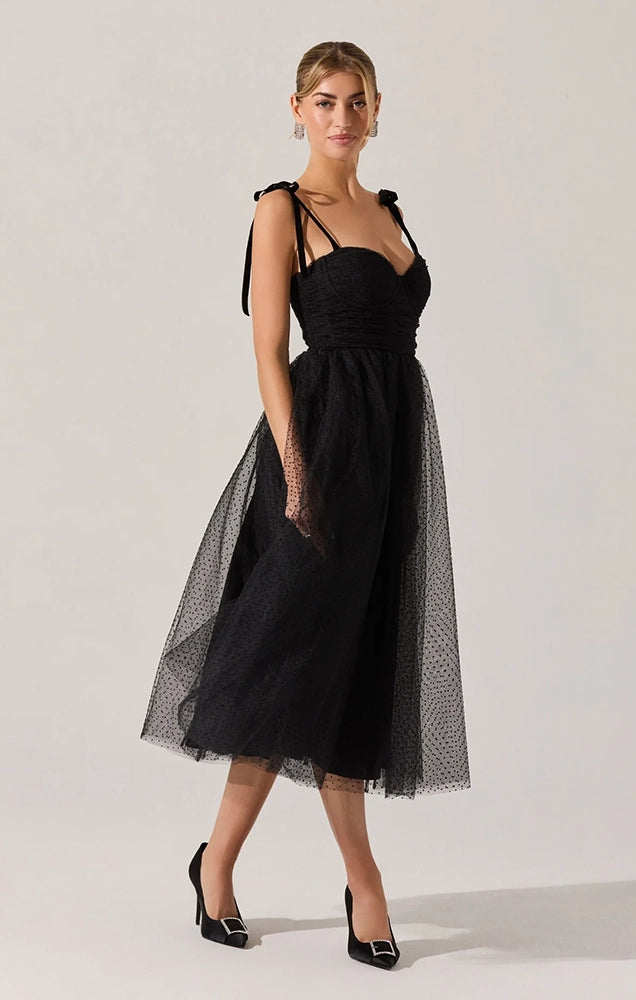 KARYME POLKA DOT BUSTIER DRESS