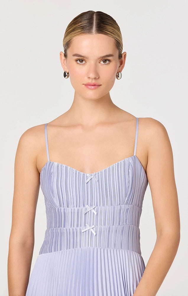SHIONAGH SATIN PLEATED MIDI DRESS