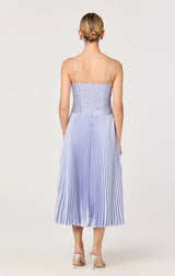 SHIONAGH SATIN PLEATED MIDI DRESS