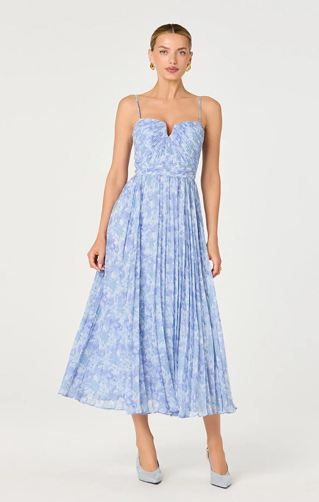 BAYLEY FLORAL PLEATED MAXI DRESS
