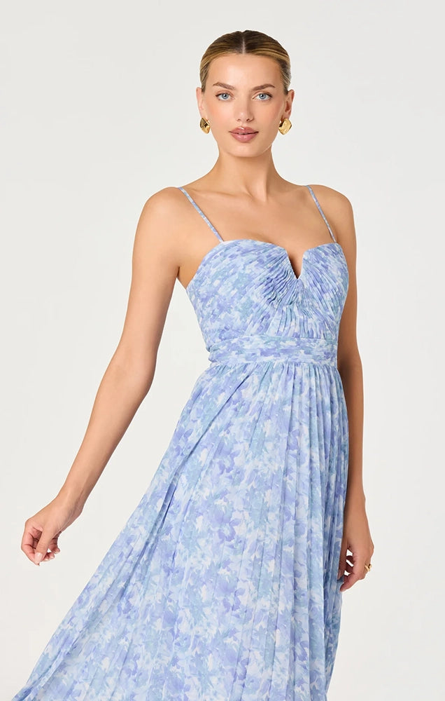 BAYLEY FLORAL PLEATED MAXI DRESS