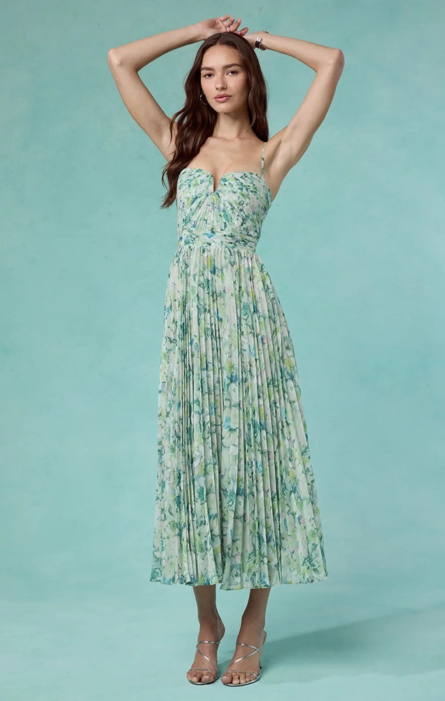 BAYLEY PLEATED FLORAL MAXI DRESS