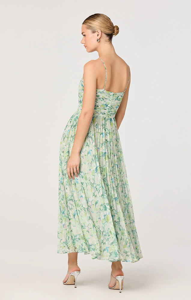BAYLEY PLEATED FLORAL MAXI DRESS