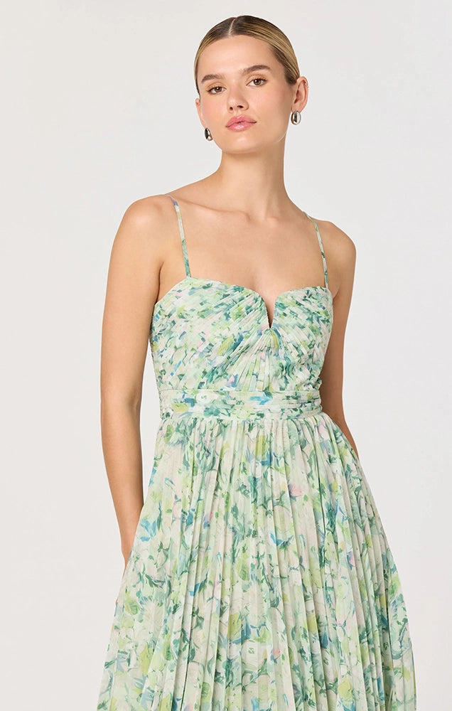 BAYLEY PLEATED FLORAL MAXI DRESS