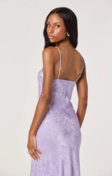TYLA SATIN BIAS-CUT MIDI DRESS IN LILAC