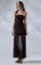 LIZET STRAPLESS CONTRAST MAXI DRESS IN BLACK