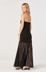 LIZET STRAPLESS CONTRAST MAXI DRESS IN BLACK