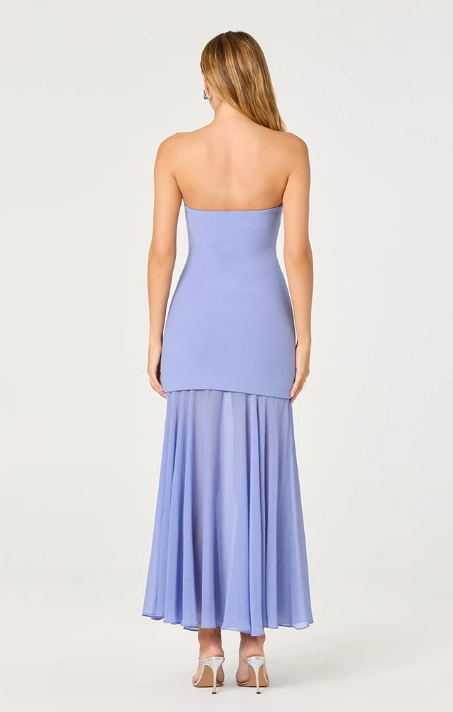 LIZET STRAPLESS CONTRAST MAXI DRESS IN PERIWINKLE