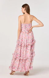 AYANNA FLORAL PLEATED TIERED MAXI DRESS