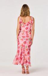 NISSA FLORAL RUFFLE MIDI DRESS