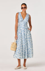EMMERY FLORAL WRAP MIDI DRESS