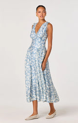 EMMERY FLORAL WRAP MIDI DRESS