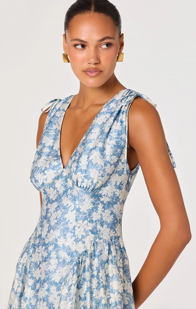 EMMERY FLORAL WRAP MIDI DRESS
