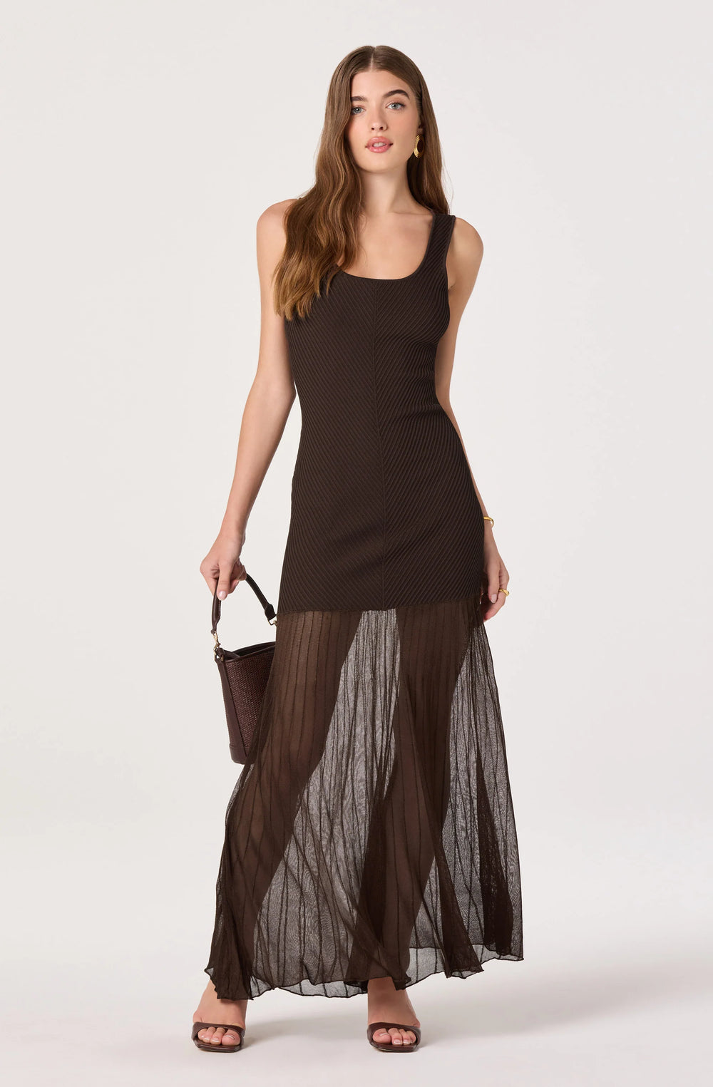 Glena Ribbed Knit Drop Waist Maxi Dress