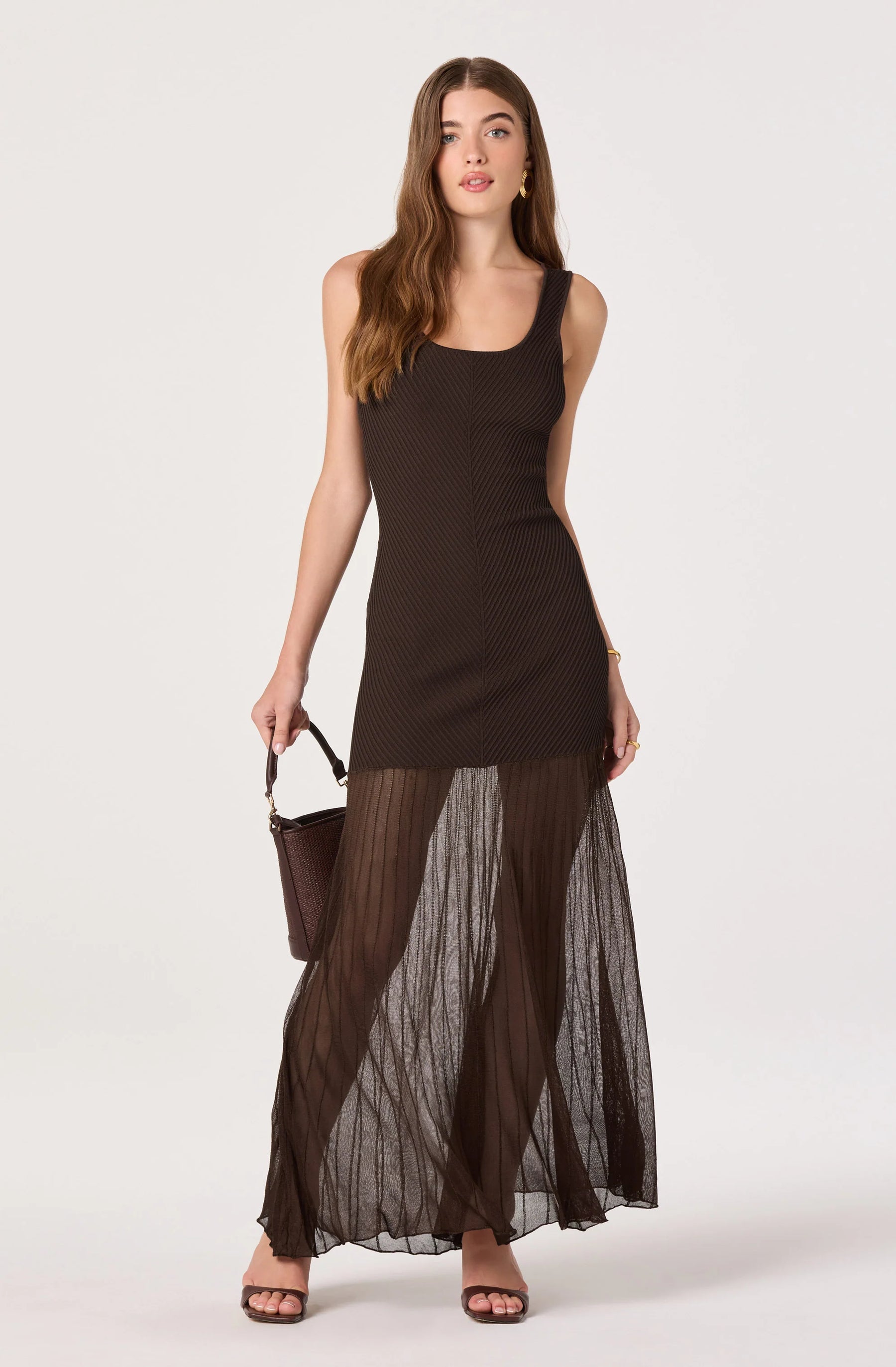 Glena Ribbed Knit Drop Waist Maxi Dress