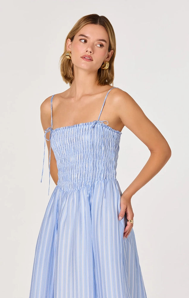 LAHELA SMOCKED MIDI DRESS