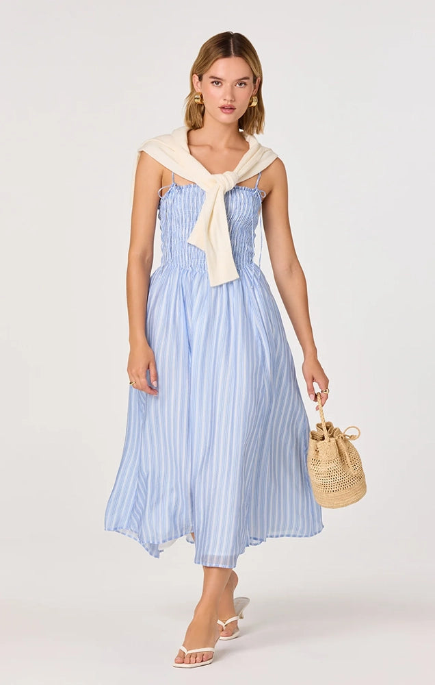 LAHELA SMOCKED MIDI DRESS