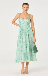 HALYCON FLORAL 3D APPLIQUÉ MIDI DRESS