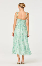 HALYCON FLORAL 3D APPLIQUÉ MIDI DRESS