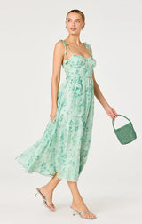 HALYCON FLORAL 3D APPLIQUÉ MIDI DRESS