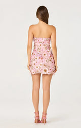 JULISA EMBROIDERED FLORAL STRAPLESS MINI DRESS