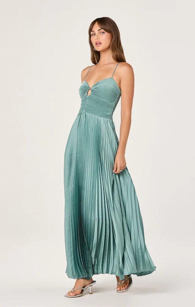 Alaia Satin Plissé Maxi Dress