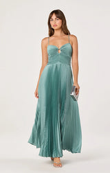 Alaia Satin Plissé Maxi Dress