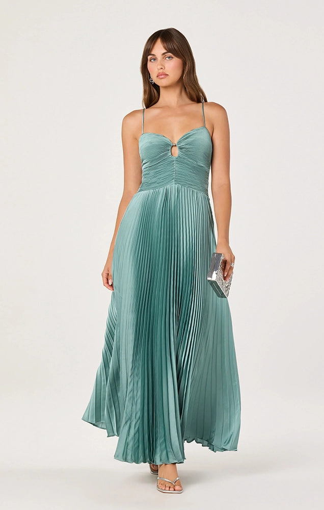 Alaia Satin Plissé Maxi Dress