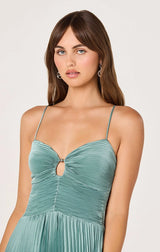 Alaia Satin Plissé Maxi Dress