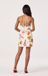 Valencia Novelty Print Open Back Mini Dress