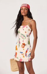Valencia Novelty Print Open Back Mini Dress