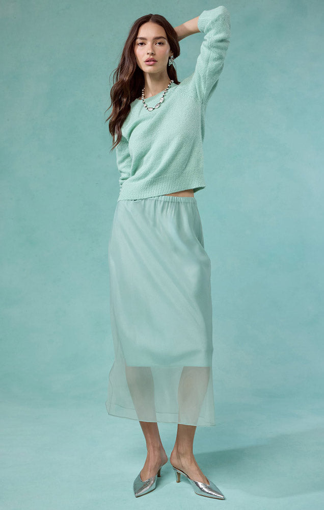 KEYARA SHEER OVERLAY MAXI SKIRT