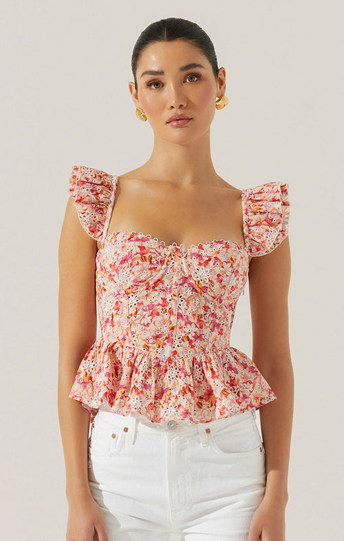 ASTR BAYLIN FLORAL PEPLUM TOP