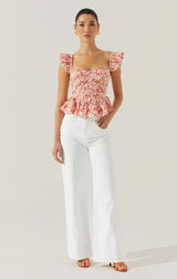 BAYLIN FLORAL PEPLUM TOP