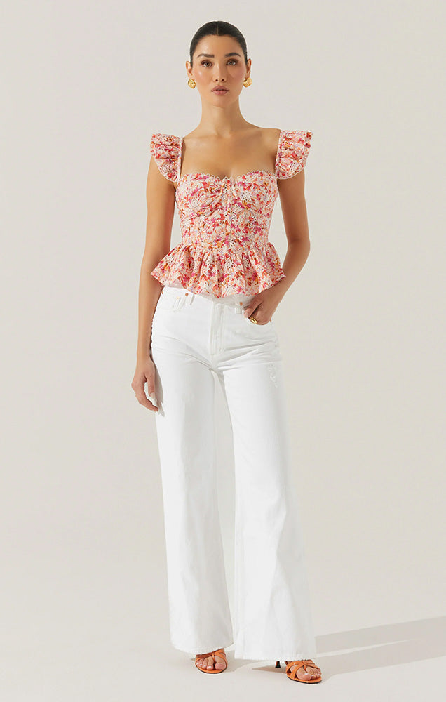 BAYLIN FLORAL PEPLUM TOP