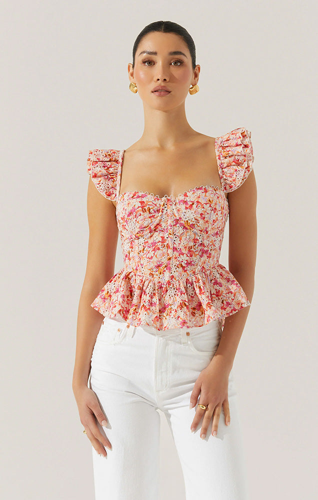 BAYLIN FLORAL PEPLUM TOP