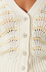 ASTR JANIRA WAVY STRIPE POINTELLE CARDIGAN